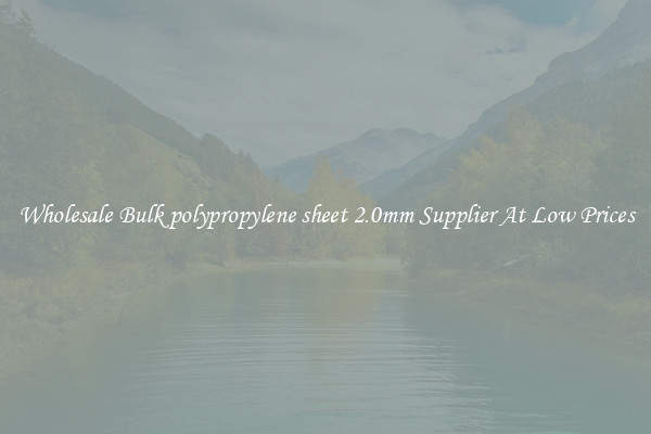 Wholesale Bulk polypropylene sheet 2.0mm Supplier At Low Prices
