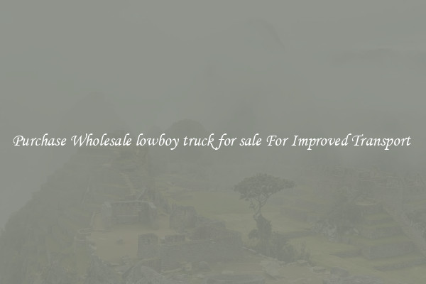 Purchase Wholesale lowboy truck for sale For Improved Transport 
